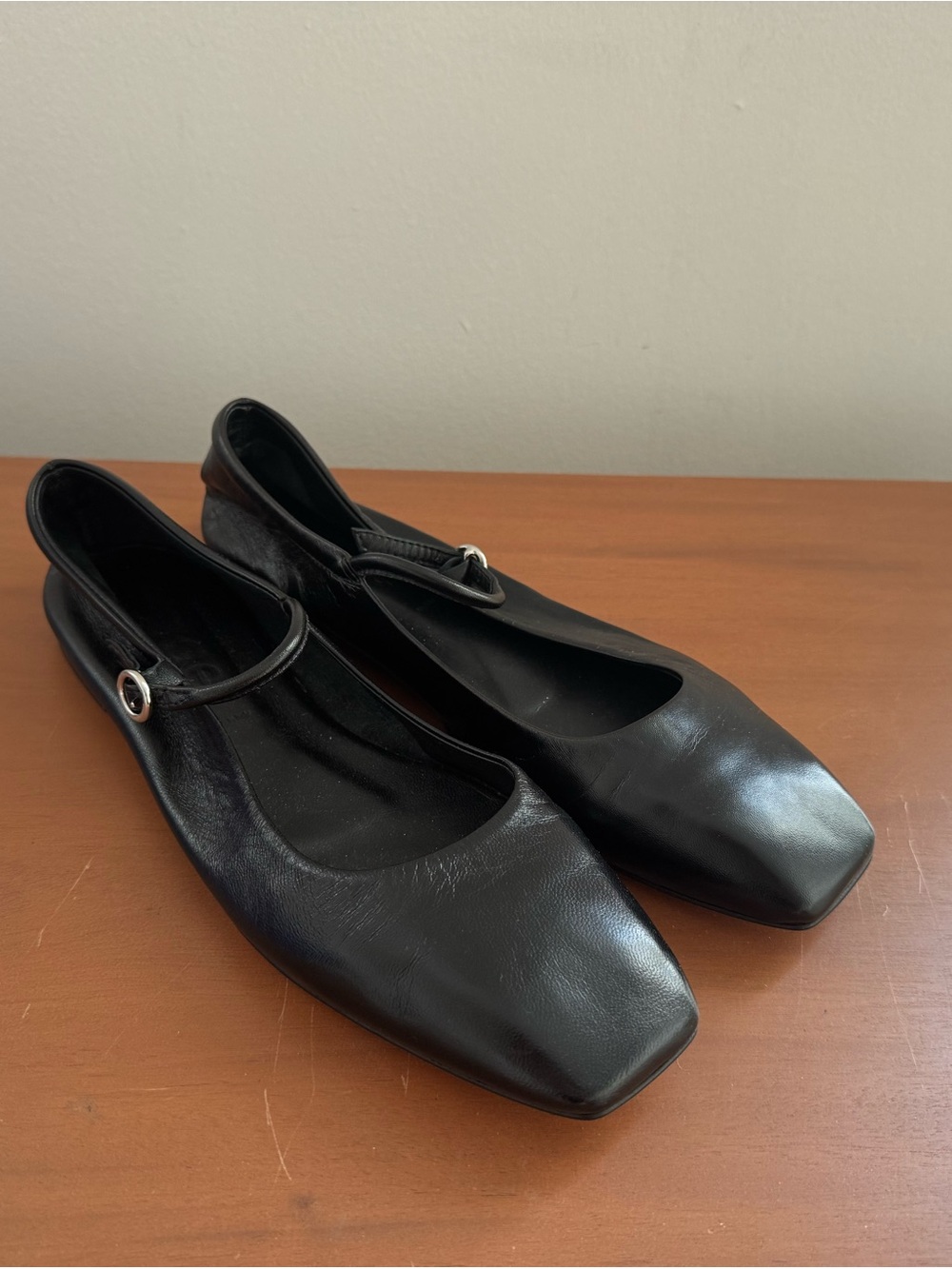 Aeyde Uma Black Mary Jane Flats - Sleek Square Toe